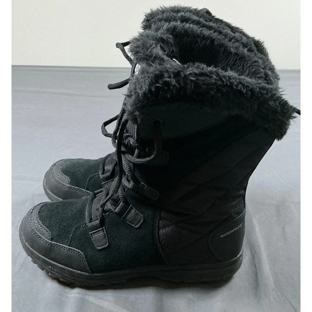 Columbia Ice Maiden II Black Waterproof Winter Boots Faux Fur Womens 6.5